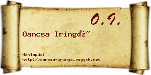 Oancsa Iringó névjegykártya